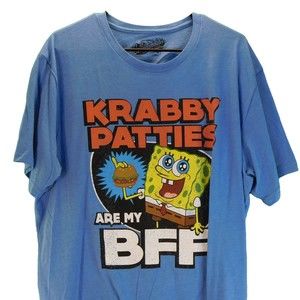 Spongebob SquarePants T-shirt Men’s Size XL Blue Krabby Patties Are My BFF NWT